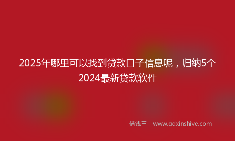 2025年哪里可以找到贷款口子信息呢，归纳5个2024最新贷款软件