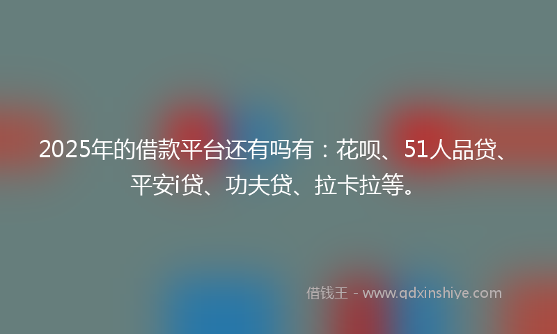 2025年的借款平台还有吗有：花呗、51人品贷、平安i贷、功夫贷、拉卡拉等。