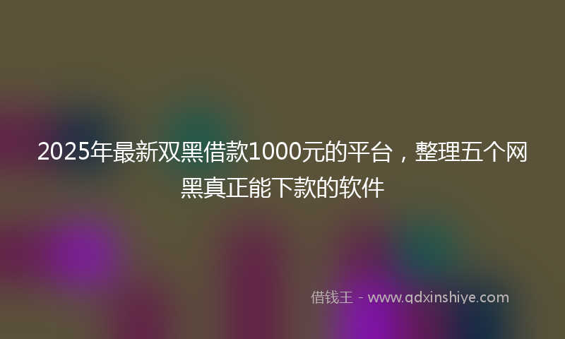 2025年最新双黑借款1000元的平台，整理五个网黑真正能下款的软件