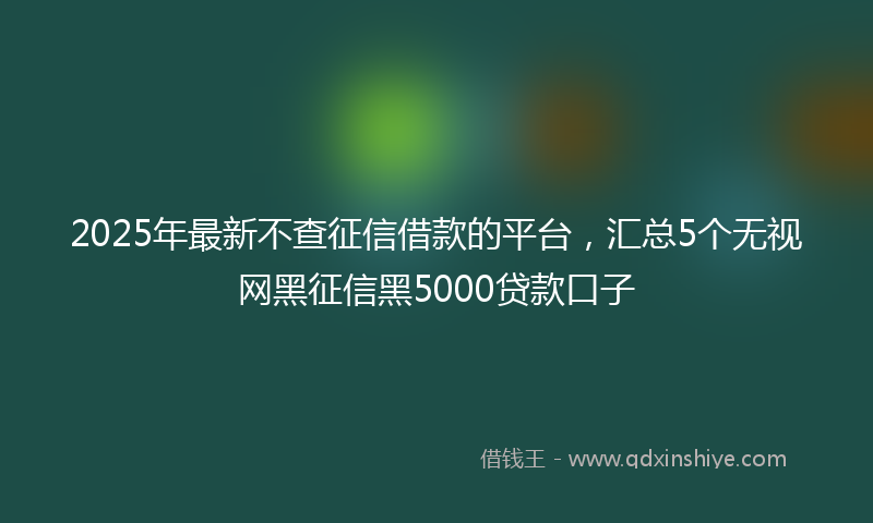 2025年最新不查征信借款的平台，汇总5个无视网黑征信黑5000贷款口子