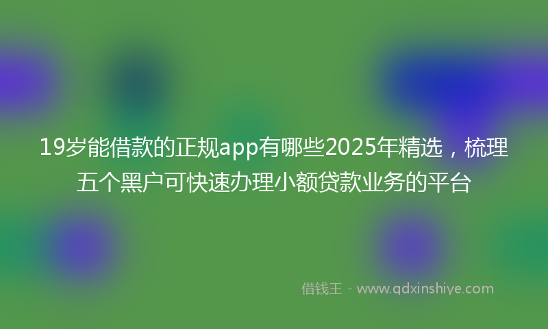 19岁能借款的正规app有哪些2025年精选，梳理五个黑户可快速办理小额贷款业务的平台