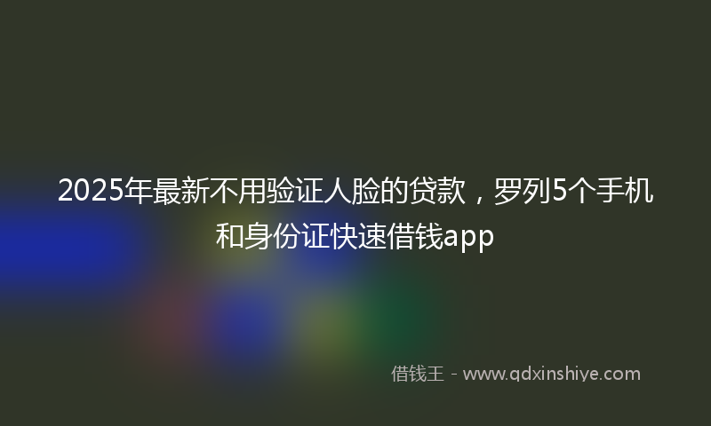 2025年最新不用验证人脸的贷款，罗列5个手机和身份证快速借钱app