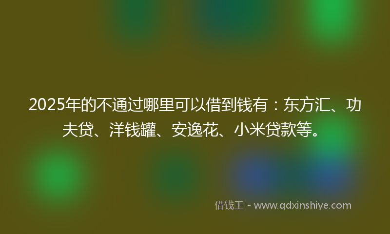 2025年的不通过哪里可以借到钱有：东方汇、功夫贷、洋钱罐、安逸花、小米贷款等。
