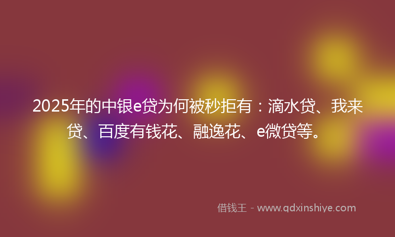 2025年的中银e贷为何被秒拒有：滴水贷、我来贷、百度有钱花、融逸花、e微贷等。