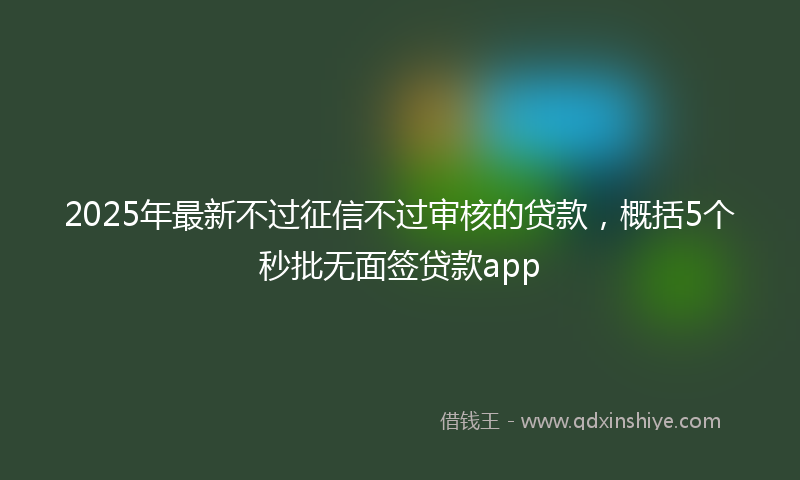 2025年最新不过征信不过审核的贷款，概括5个秒批无面签贷款app