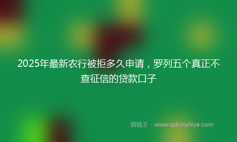 2025年最新农行被拒多久申请，罗列五个真正不查征信的贷款口子