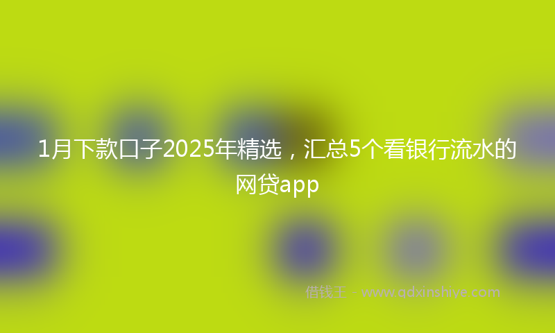 1月下款口子2025年精选，汇总5个看银行流水的网贷app