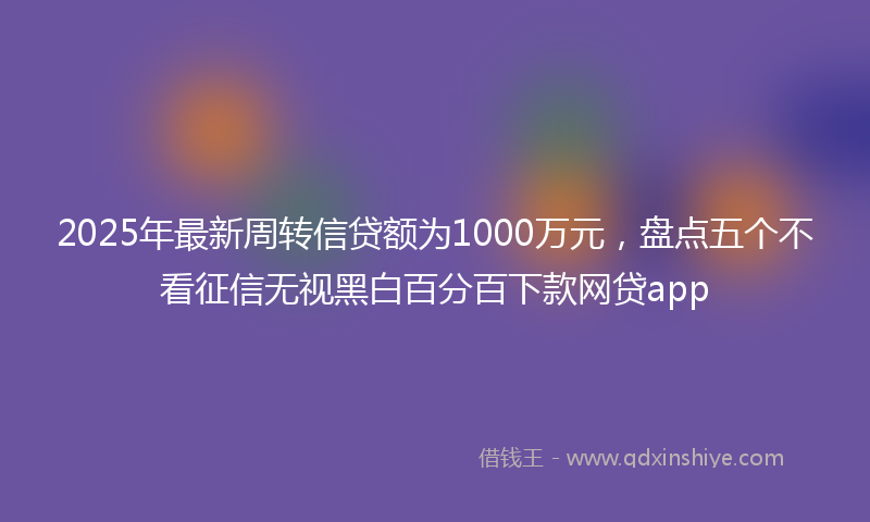 2025年最新周转信贷额为1000万元，盘点五个不看征信无视黑白百分百下款网贷app