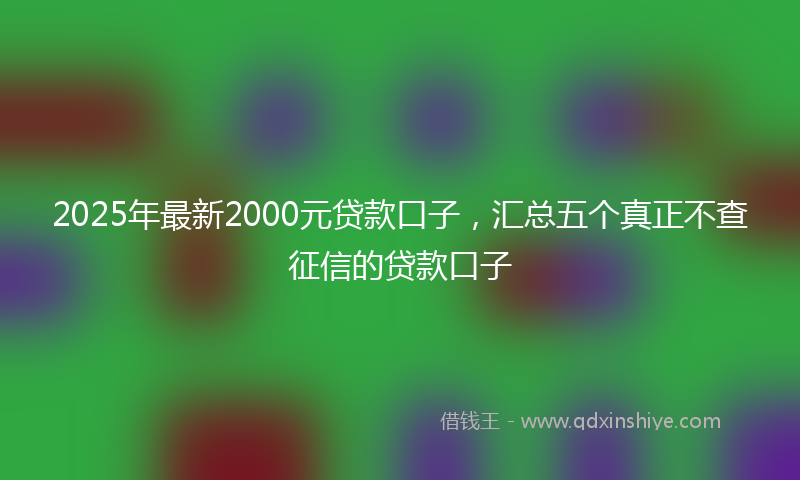2025年最新2000元贷款口子，汇总五个真正不查征信的贷款口子