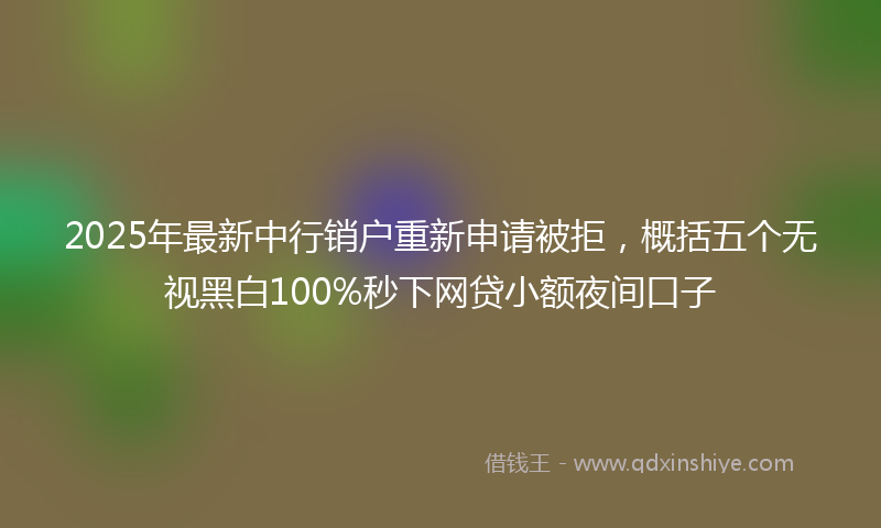 2025年最新中行销户重新申请被拒，概括五个无视黑白100%秒下网贷小额夜间口子