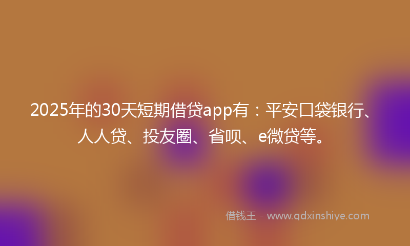 2025年的30天短期借贷app有：平安口袋银行、人人贷、投友圈、省呗、e微贷等。