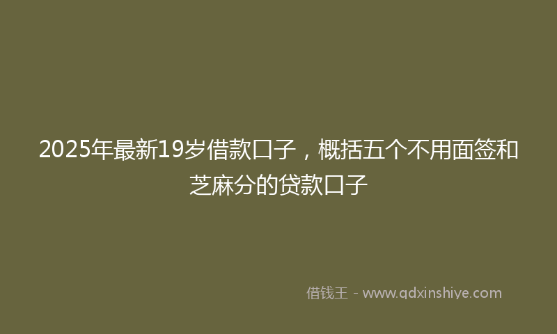 2025年最新19岁借款口子，概括五个不用面签和芝麻分的贷款口子