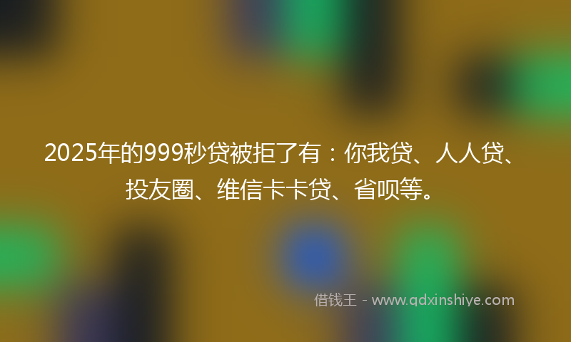 2025年的999秒贷被拒了有：你我贷、人人贷、投友圈、维信卡卡贷、省呗等。