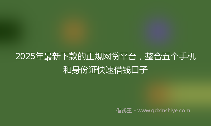 2025年最新下款的正规网贷平台，整合五个手机和身份证快速借钱口子