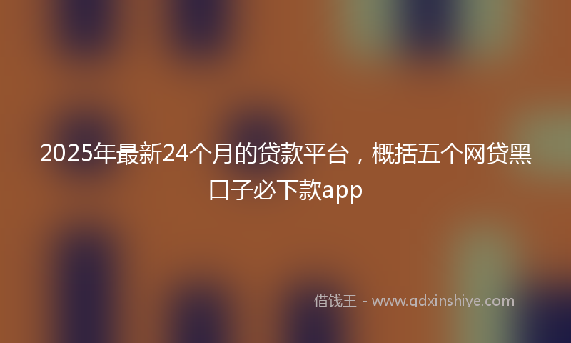 2025年最新24个月的贷款平台，概括五个网贷黑口子必下款app