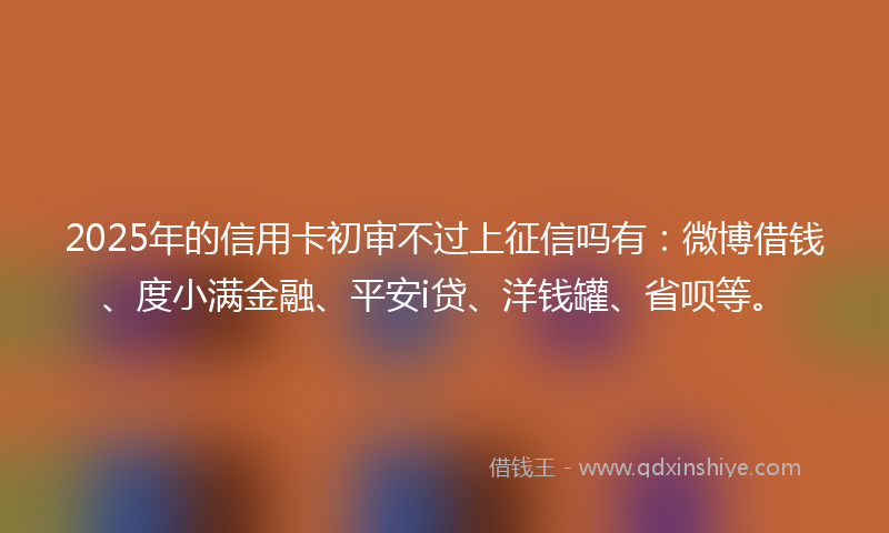 2025年的信用卡初审不过上征信吗有：微博借钱、度小满金融、平安i贷、洋钱罐、省呗等。