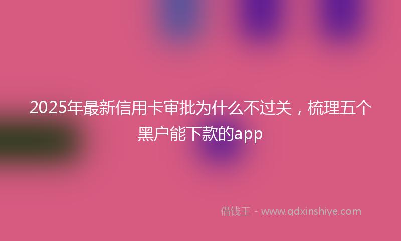 2025年最新信用卡审批为什么不过关，梳理五个黑户能下款的app