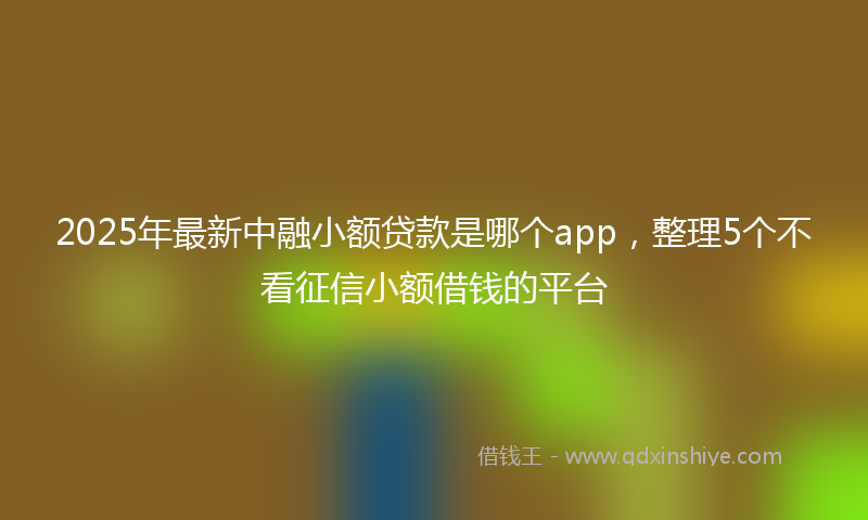 2025年最新中融小额贷款是哪个app，整理5个不看征信小额借钱的平台