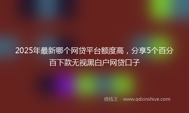 2025年最新哪个网贷平台额度高，分享5个百分百下款无视黑白户网贷口子