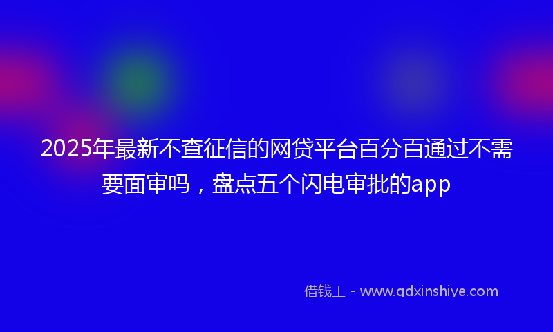 2025年最新不查征信的网贷平台百分百通过不需要面审吗，盘点五个闪电审批的app
