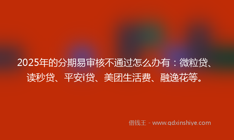 2025年的分期易审核不通过怎么办有：微粒贷、读秒贷、平安i贷、美团生活费、融逸花等。