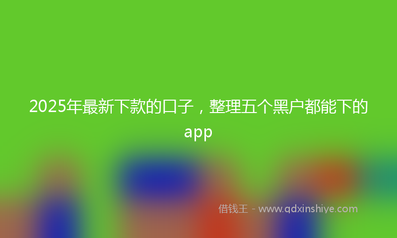 2025年最新下款的口子，整理五个黑户都能下的app