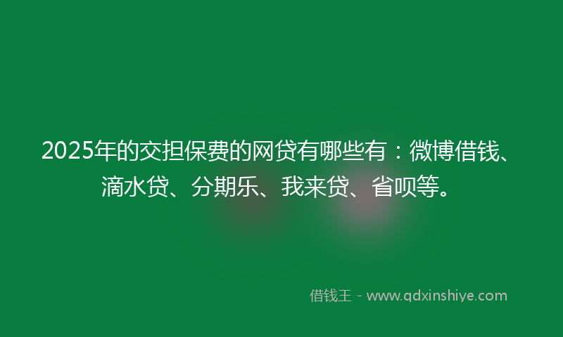 2025年的交担保费的网贷有哪些有：微博借钱、滴水贷、分期乐、我来贷、省呗等。