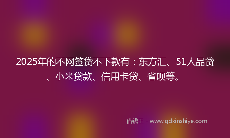 2025年的不网签贷不下款有：东方汇、51人品贷、小米贷款、信用卡贷、省呗等。