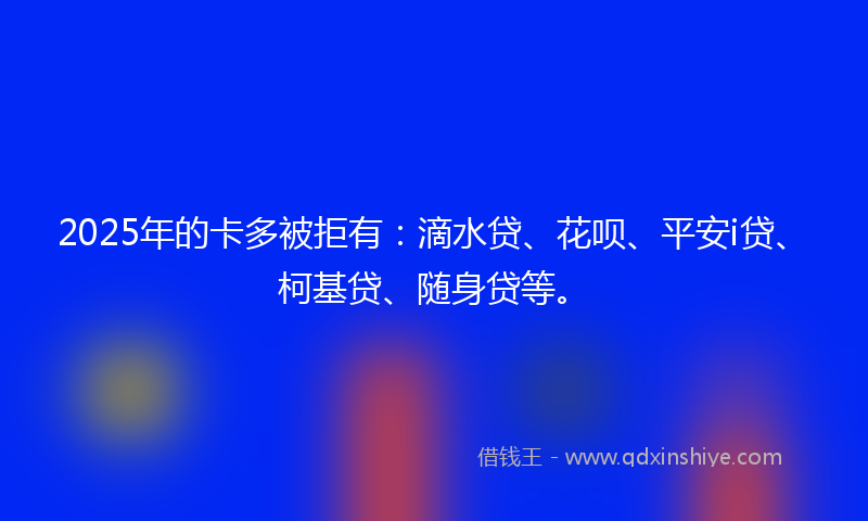 2025年的卡多被拒有：滴水贷、花呗、平安i贷、柯基贷、随身贷等。