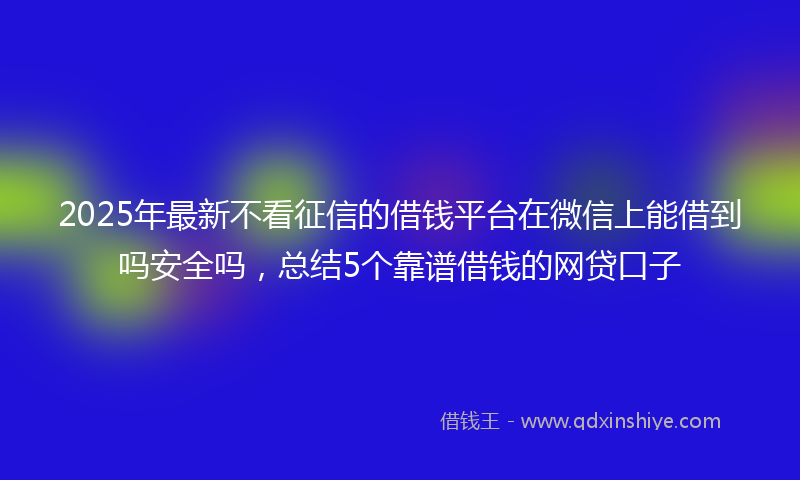 2025年最新不看征信的借钱平台在微信上能借到吗安全吗，总结5个靠谱借钱的网贷口子