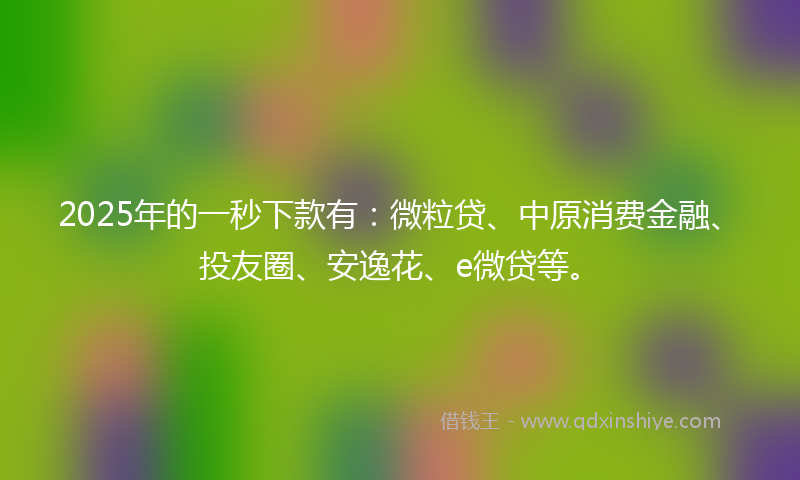 2025年的一秒下款有：微粒贷、中原消费金融、投友圈、安逸花、e微贷等。