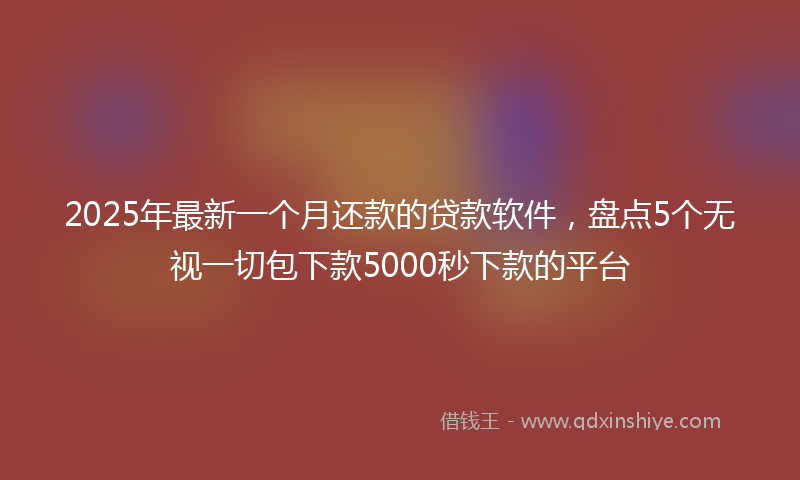 2025年最新一个月还款的贷款软件，盘点5个无视一切包下款5000秒下款的平台