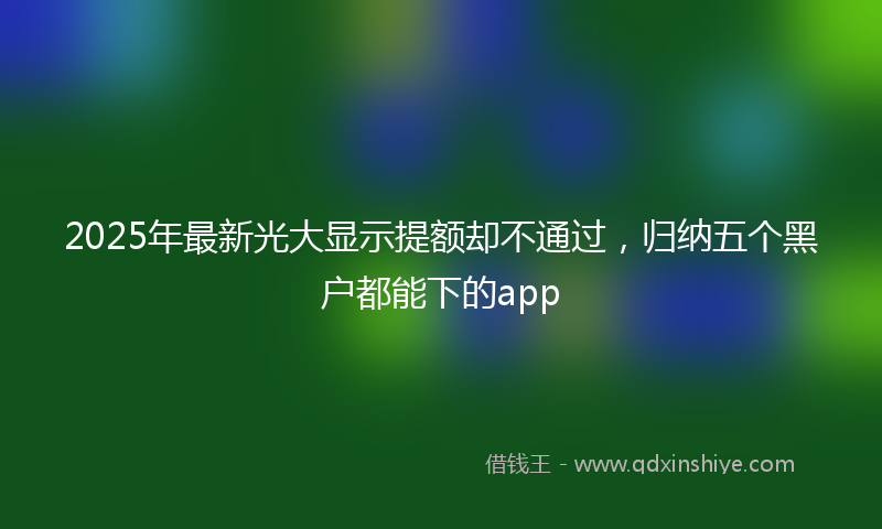 2025年最新光大显示提额却不通过，归纳五个黑户都能下的app