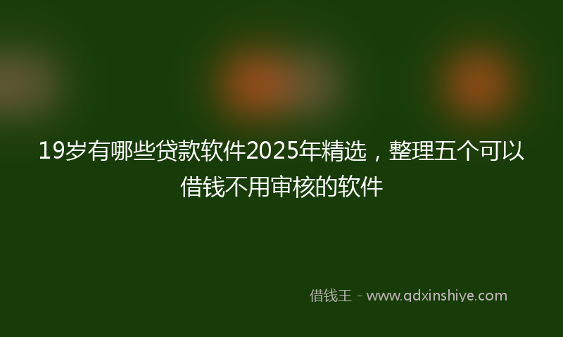 19岁有哪些贷款软件2025年精选，整理五个可以借钱不用审核的软件