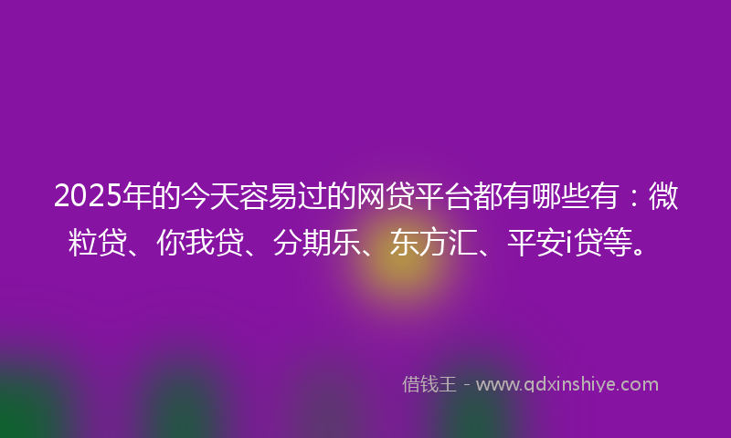 2025年的今天容易过的网贷平台都有哪些有：微粒贷、你我贷、分期乐、东方汇、平安i贷等。