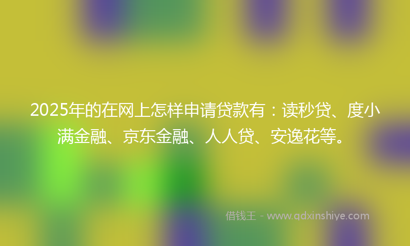 2025年的在网上怎样申请贷款有：读秒贷、度小满金融、京东金融、人人贷、安逸花等。