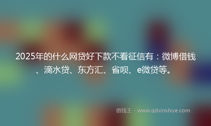 2025年的什么网贷好下款不看征信有：微博借钱、滴水贷、东方汇、省呗、e微贷等。