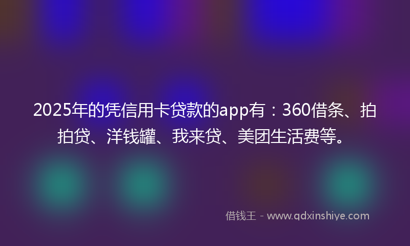 2025年的凭信用卡贷款的app有：360借条、拍拍贷、洋钱罐、我来贷、美团生活费等。