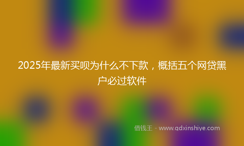2025年最新买呗为什么不下款，概括五个网贷黑户必过软件