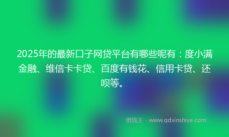 2025年的最新口子网贷平台有哪些呢有：度小满金融、维信卡卡贷、百度有钱花、信用卡贷、还呗等。