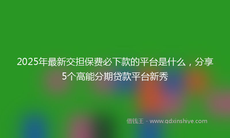 2025年最新交担保费必下款的平台是什么，分享5个高能分期贷款平台新秀
