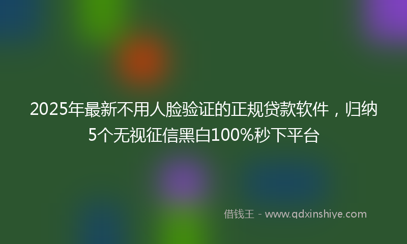 2025年最新不用人脸验证的正规贷款软件，归纳5个无视征信黑白100%秒下平台