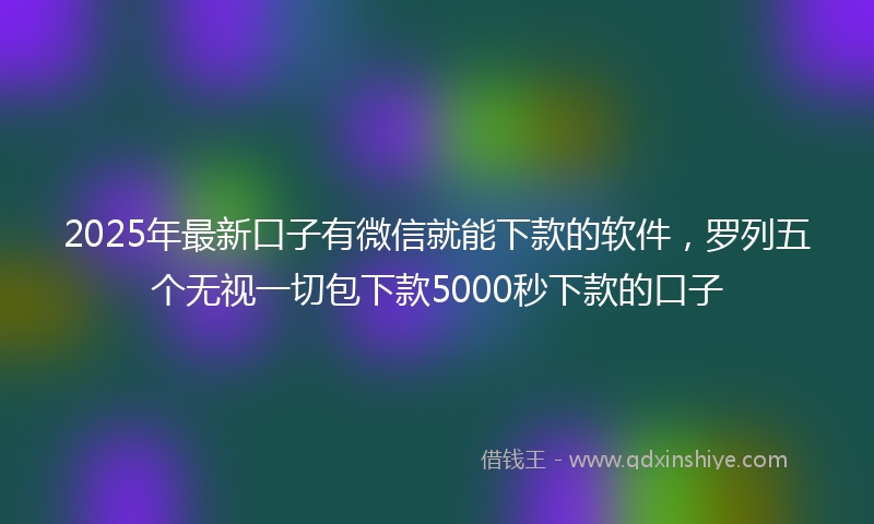2025年最新口子有微信就能下款的软件，罗列五个无视一切包下款5000秒下款的口子