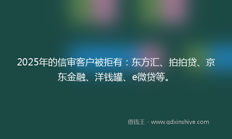 2025年的信审客户被拒有：东方汇、拍拍贷、京东金融、洋钱罐、e微贷等。