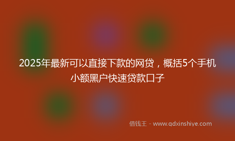 2025年最新可以直接下款的网贷，概括5个手机小额黑户快速贷款口子