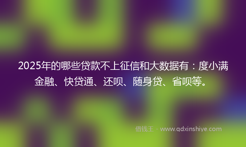 2025年的哪些贷款不上征信和大数据有：度小满金融、快贷通、还呗、随身贷、省呗等。