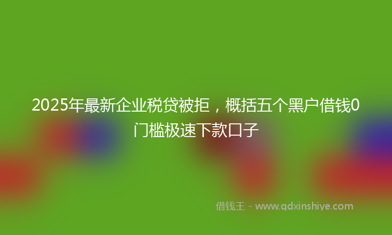 2025年最新企业税贷被拒，概括五个黑户借钱0门槛极速下款口子