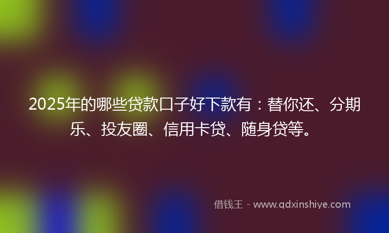2025年的哪些贷款口子好下款有：替你还、分期乐、投友圈、信用卡贷、随身贷等。