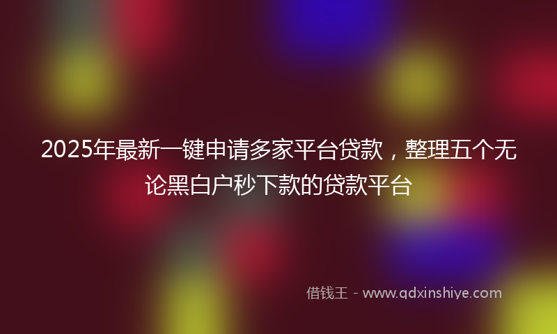 2025年最新一键申请多家平台贷款，整理五个无论黑白户秒下款的贷款平台