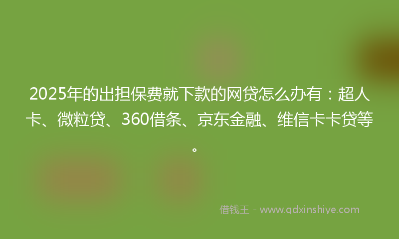 2025年的出担保费就下款的网贷怎么办有：超人卡、微粒贷、360借条、京东金融、维信卡卡贷等。